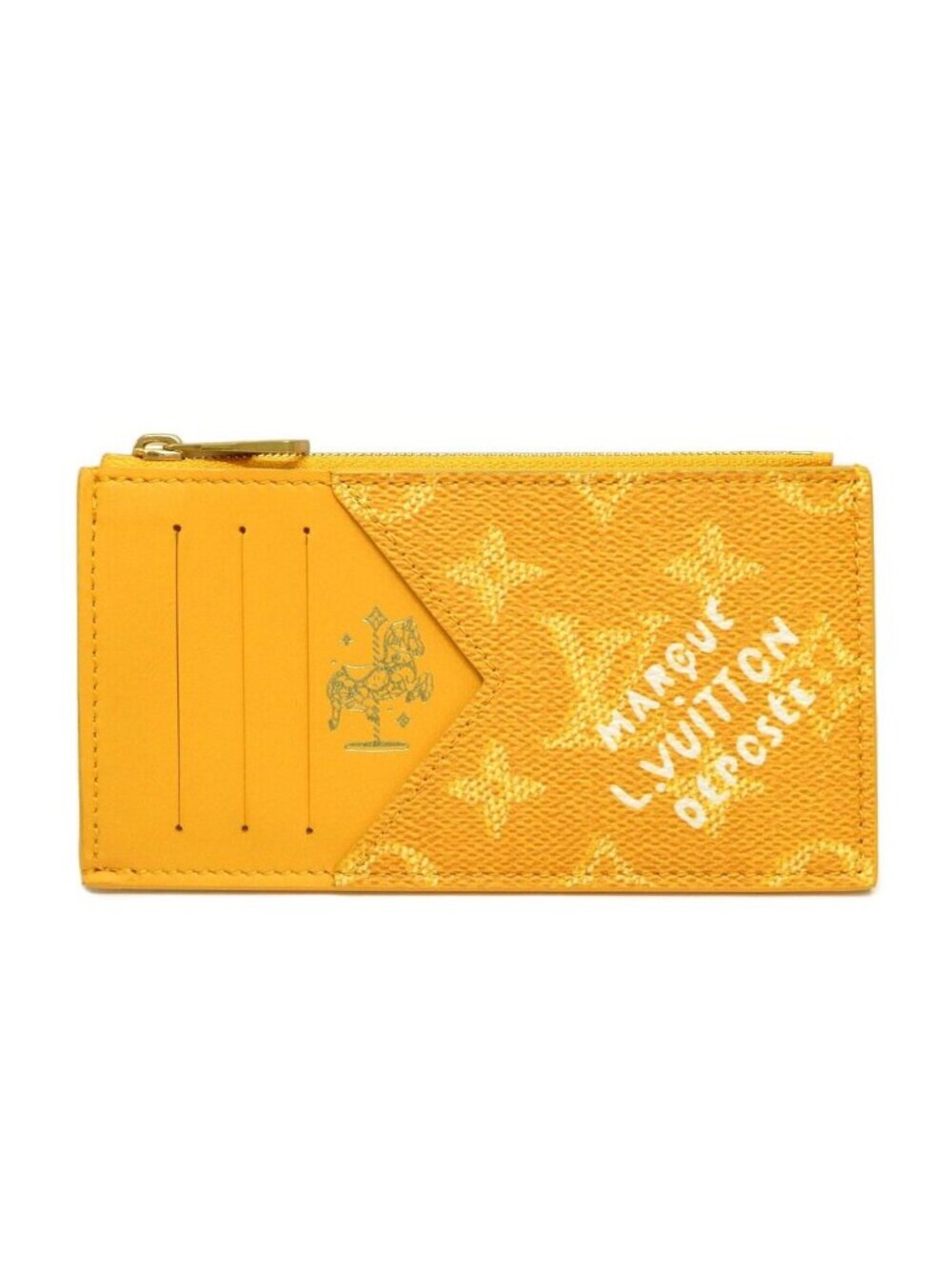 Louis Vuitton Coin Card Holder Saffron Yellow Monogram Heritage Case